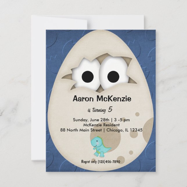 Invitación Huevo de dinosaurio (Anverso)