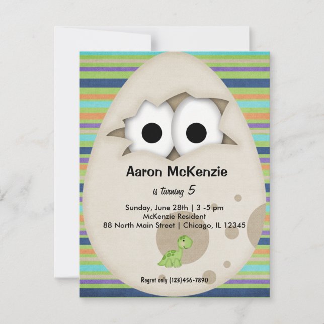 Invitación Huevo de dinosaurio (Anverso)