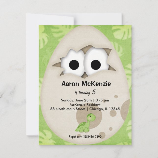 Invitación Huevo de dinosaurio (Anverso)