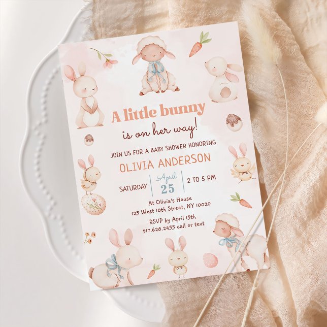 Invitación Huevo de Pascua Bunny Baby Girl Shower (Subido por el creador)