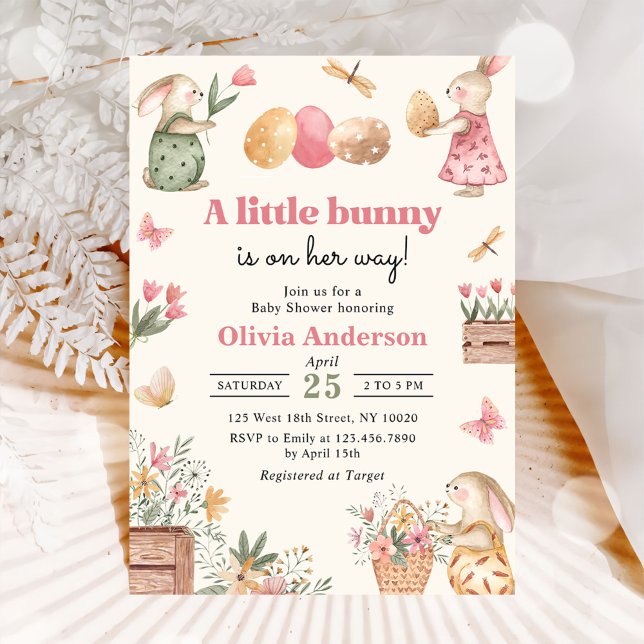 Invitación Huevo de Pascua Bunny Baby Girl Shower (Subido por el creador)