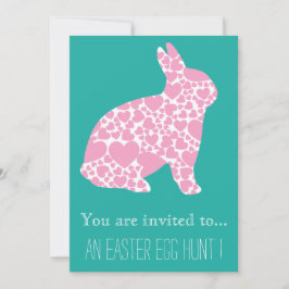 Invitación Huevo de Pascua Caza Pascua fiesta conejito rosa c