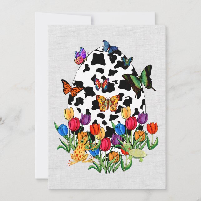 Invitación Huevo de Pascua de la piel de la vaca (Anverso)