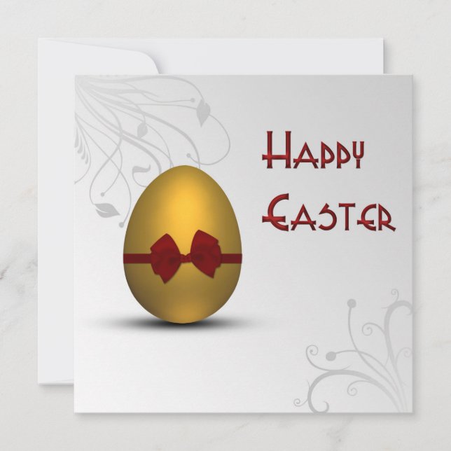 Invitación Huevo de Pascua Dorada con el patrón de Swirl Flor (Anverso)