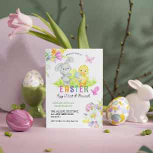 Invitación Huevo de Pascua Floral y conejo de brunch