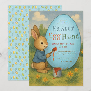 Invitación Huevo de Semana Santa Caza Conejo Conejo Cute Pain