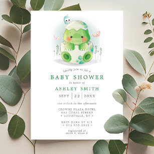 Invitación Huevo dinosaurio Cute Watercolor Boy Baby Shower