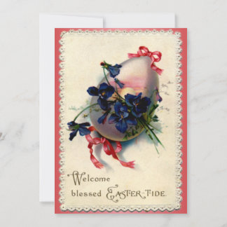 Invitación Huevo vintage de Pascua con violetas