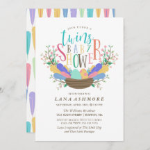 Huevo y gemelos coloridos Baby Shower de las