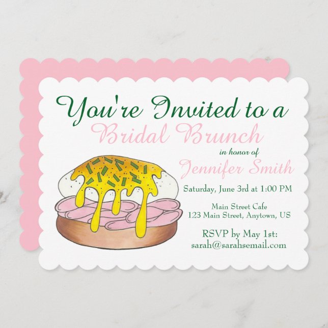 Invitación Huevos Benedict Boda nupcial Ducha Brunch (Anverso / Reverso)