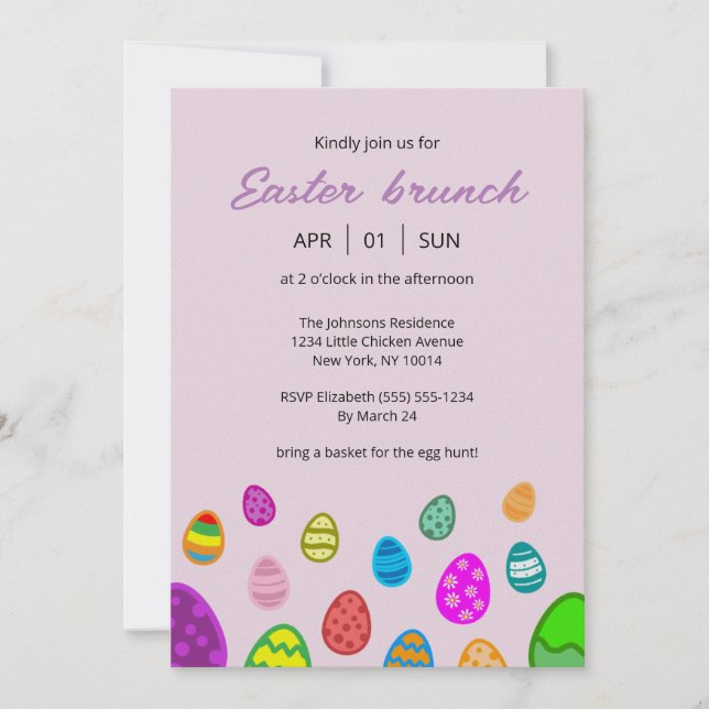 Invitación Huevos coloridos y hermosos de Pascua (Anverso)