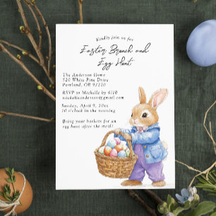 Invitación Huevos de conejo en brunch de cesta y caza de huev