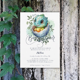 Invitación Huevos de dinosaurio Cute acuarela deja Baby Showe