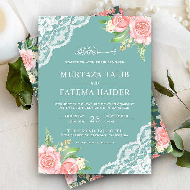 Invitación Huevos de flores rosadas de Rubor con Boda musulma (Subido por el creador)