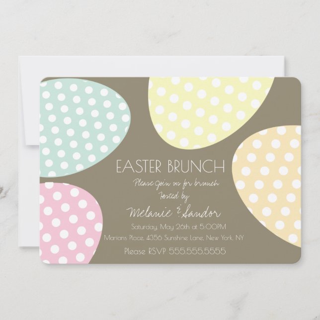 Invitación Huevos de Pascua Bohemios Salpicados Cena Brunch F (Anverso)