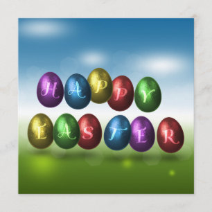 Invitación Huevos de Pascua Coloridos Felices
