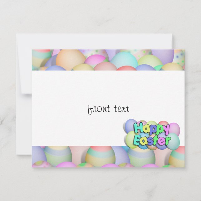 Invitación Huevos de Pascua Coloridos - Feliz Pascua (Anverso)