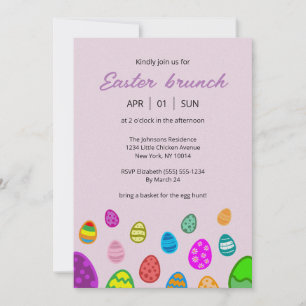 Invitación Huevos de Pascua coloridos y hermosos