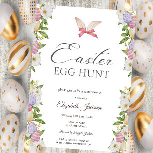 Invitación Huevos de Pascua con flores de brunch y bubbly