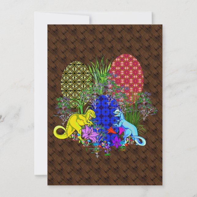 Invitación Huevos de Pascua del dinosaurio (Anverso)
