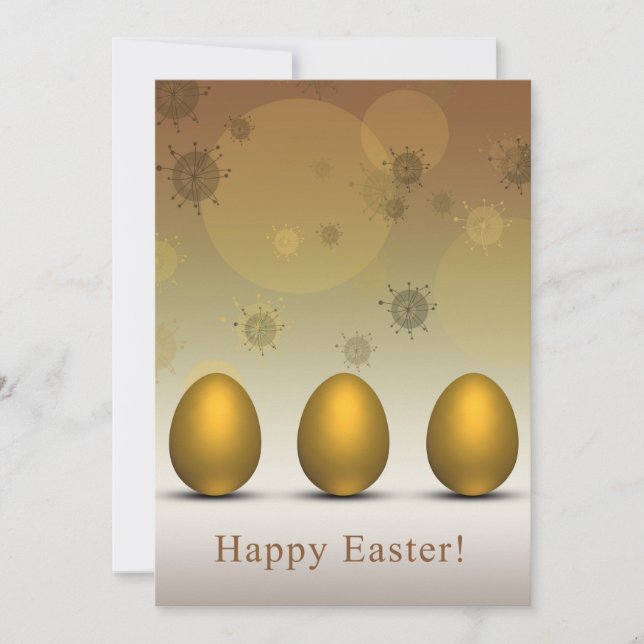 Invitación Huevos de Pascua dorados modernos (Anverso)