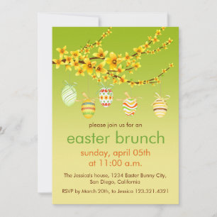 Invitación Huevos de Pascua, sucursal Forsythia Invitat Fiest