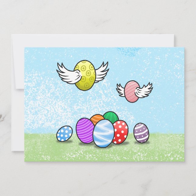 Invitación Huevos de Pascua voladores (Anverso)