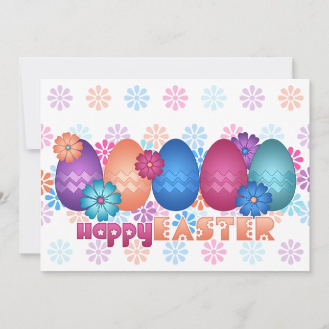 Invitación Huevos de Pascua y flores de primavera (Anverso)