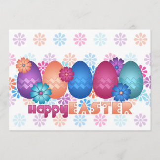 Invitación Huevos de Pascua y flores de primavera