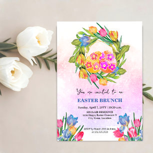 Invitación Huevos de Pascua y Tulipanes Caprichosos