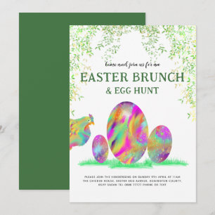 Invitación Huevos de Semana Santa Caza Brunch Cute Watercolor