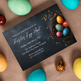 Invitación Huevos en la cacería de huevos de Pascua Azul Nest