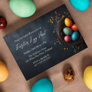 Invitación Huevos en la cacería de huevos de Pascua Azul Nest