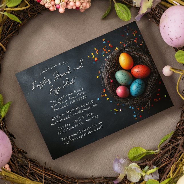 Invitación Huevos en nido Brunch de Pascua y caza de huevos (Subido por el creador)