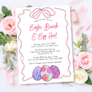 Invitación Huevos Florales de Acuarela Sencillos Arco de Pasc