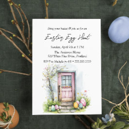 Invitación Huevos Frente A La Cacería De Huevos De Pascua