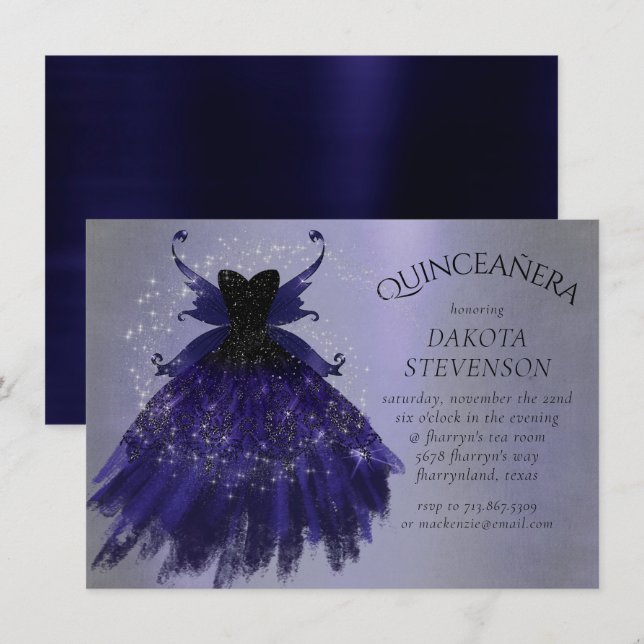 Invitación Huevos góticos Indigo Gown | Proep Royal Purple Sh (Anverso / Reverso)
