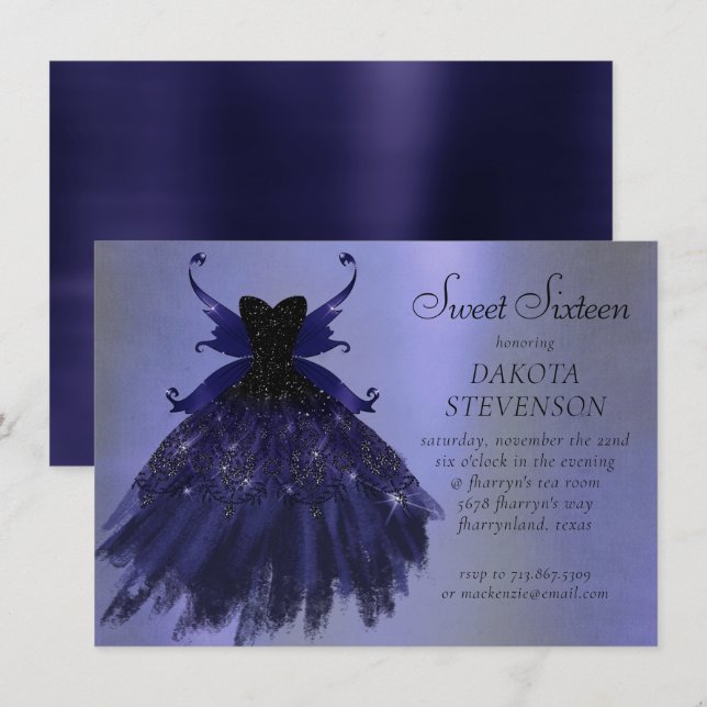 Invitación Huevos góticos Indigo Gown | Proep Royal Purple Sh (Anverso / Reverso)