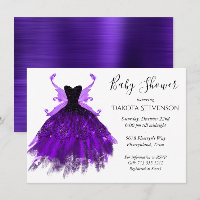 Invitación Huevos góticos Indigo Gown | Proep Royal Purple Sh (Anverso / Reverso)