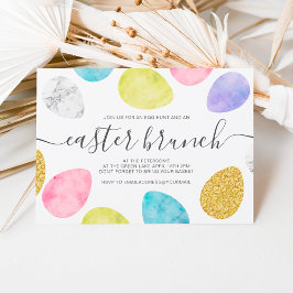 Invitación Huevos modernos de color pastel de brunch dorado d