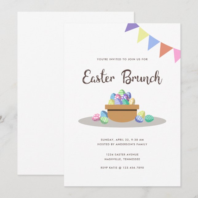 Invitación Huevos modernos de Fiesta de Pascua (Anverso / Reverso)