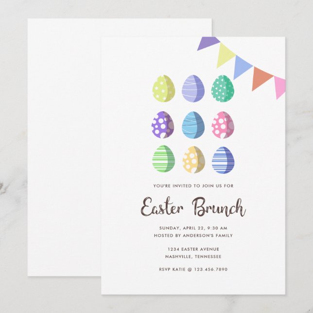 Invitación Huevos modernos de Fiesta de Pascua (Anverso / Reverso)