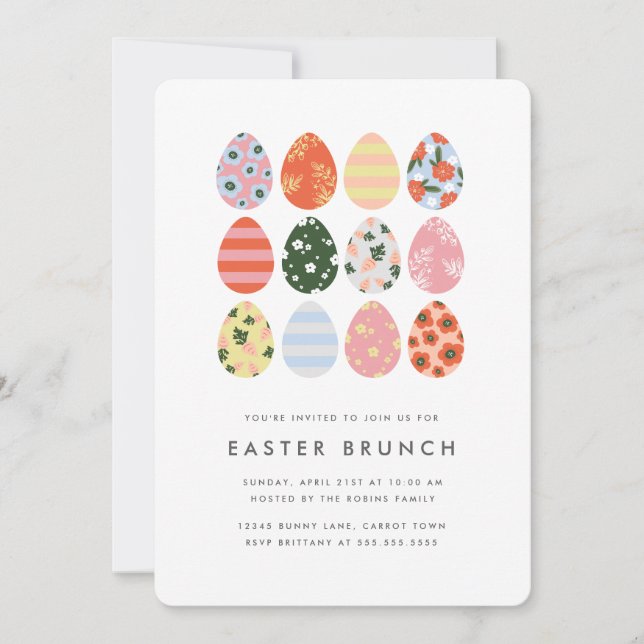 Invitación Huevos modernos de Pascua (Anverso)