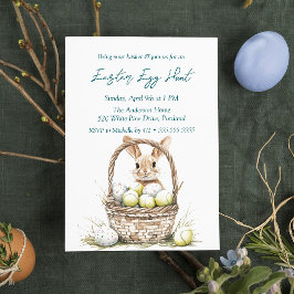 Invitación Huevos y conejito en la cacería de huevos de Pascu