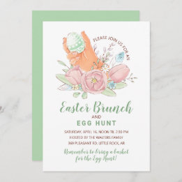 Invitación Huevos y flores pintados en la cacería de huevos d