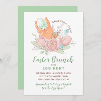 Invitación Huevos y flores pintados en la cacería de huevos d