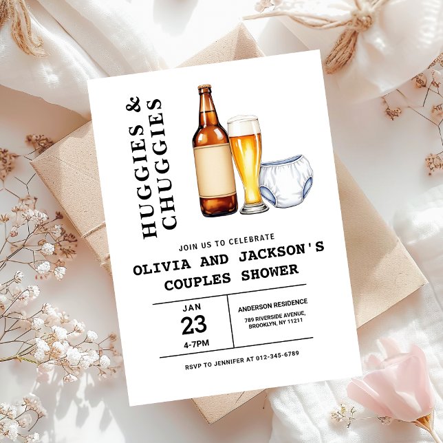 Invitación Huggies y Chuggies Parejas Baby Shower (Subido por el creador)