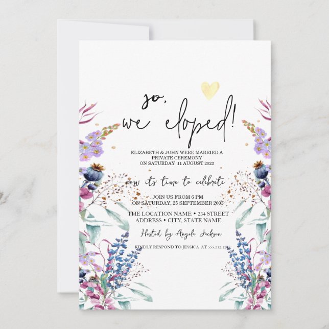 Invitación Huida a un Prado de Flores Silvestres (Anverso)