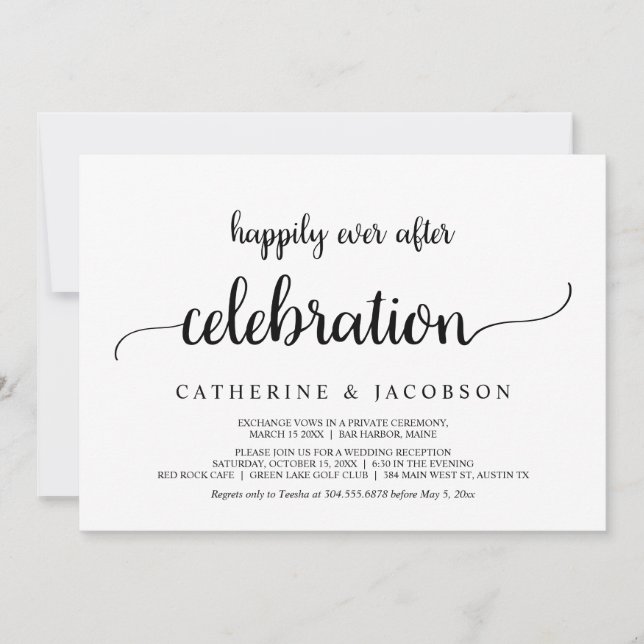 Invitación Huida, Celebración de Felices para Siempre, Rústic (Anverso)