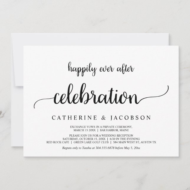 Invitación Huida, Celebración de Felices para Siempre, Rústic (Anverso)